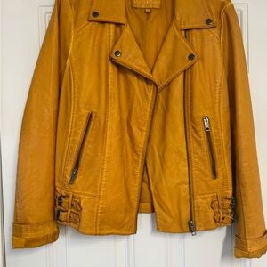 Mustard Yellow Women's Leather Jacket and Shirt